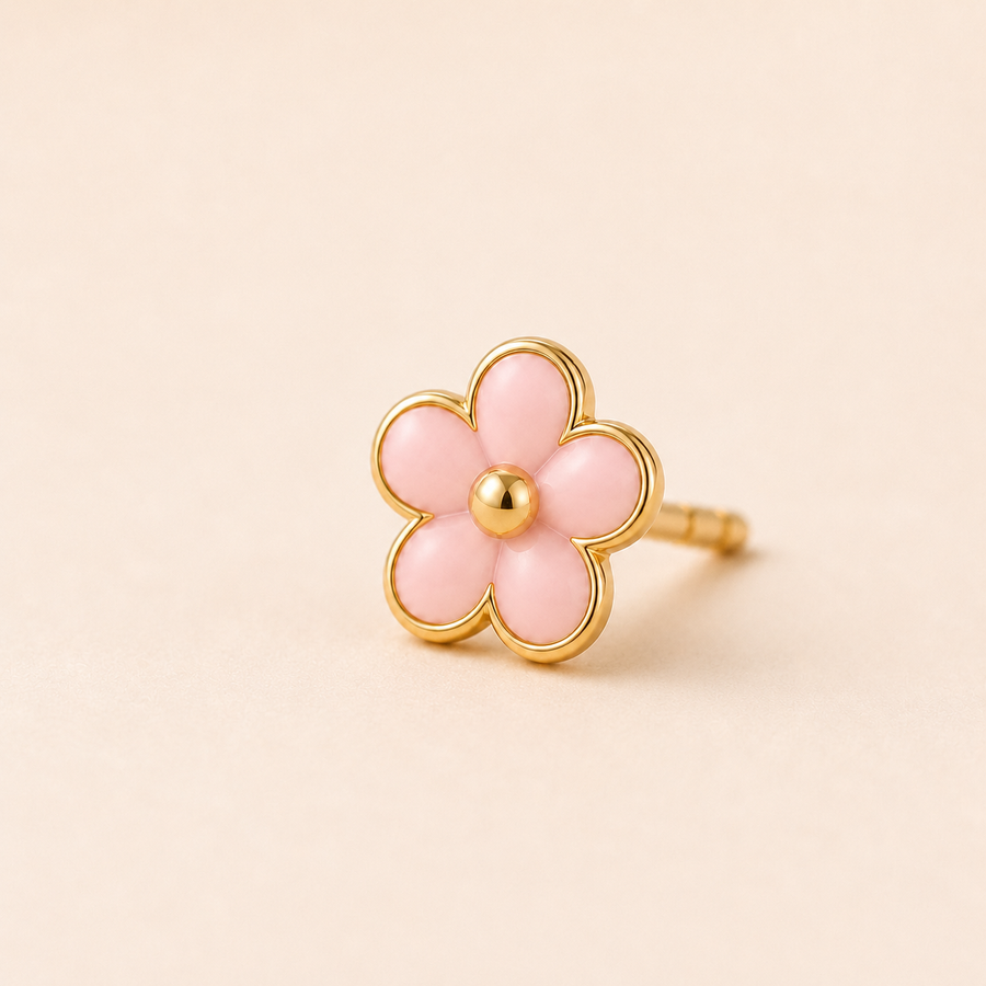 Pink Flower Mini Studs