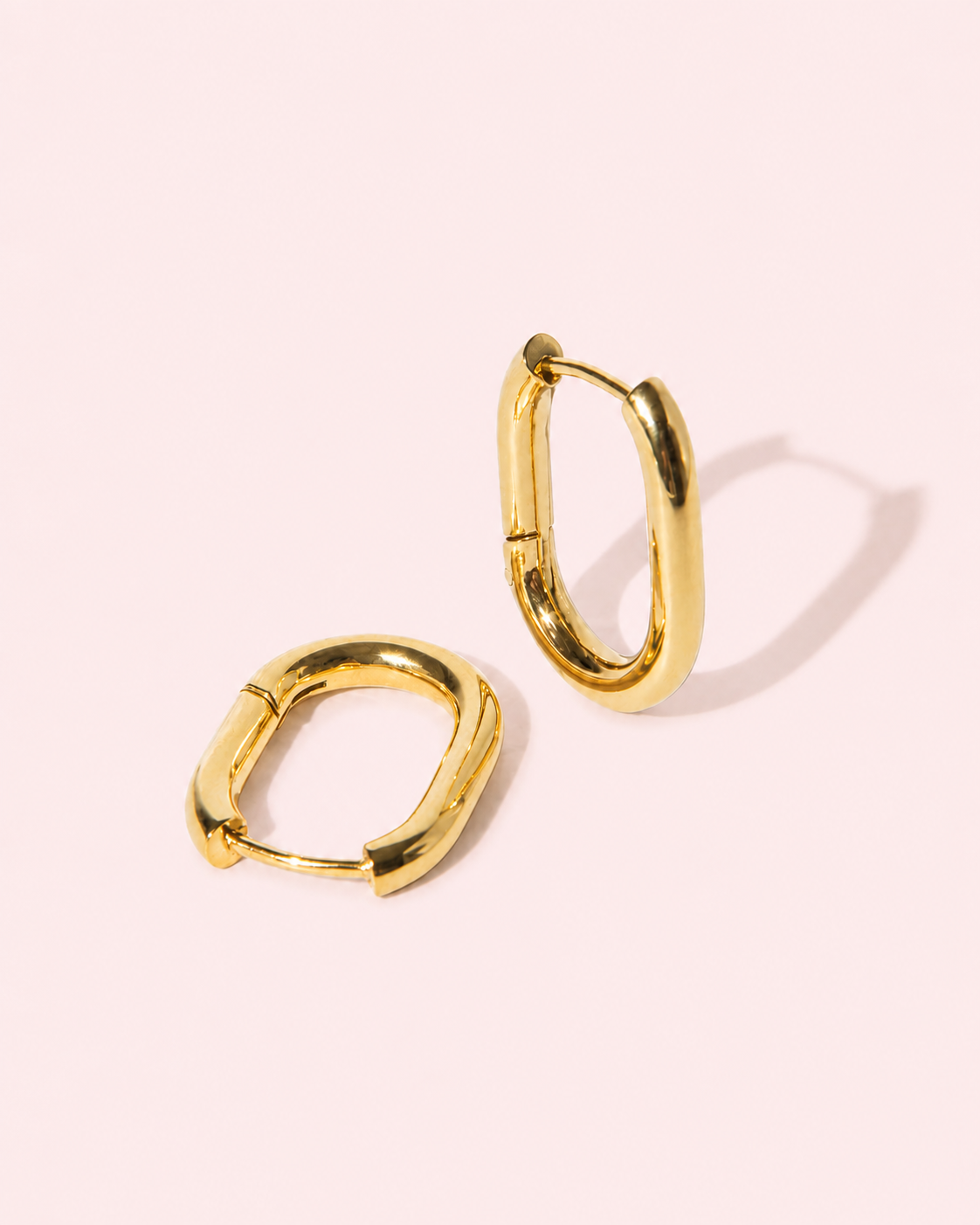 Everyday Hoops angled product view on soft blush. styled