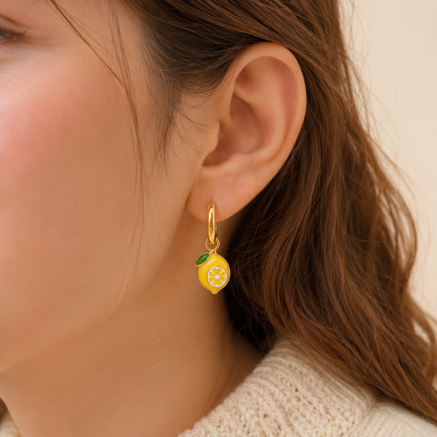 Lemon Drop Charm Hoops