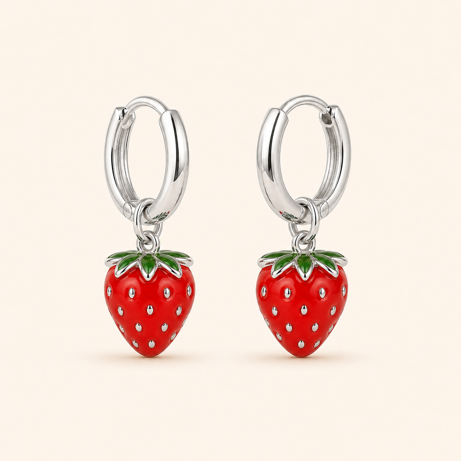 Strawberry Charm Hoops