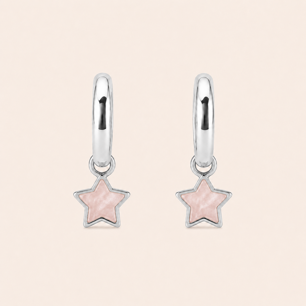 Pink Star Charm Hoops