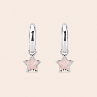 Pink Star Charm Hoops
