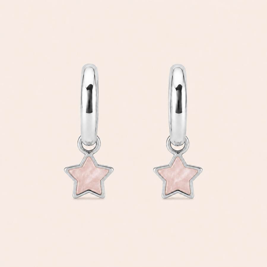 Pink Star Charm Hoops