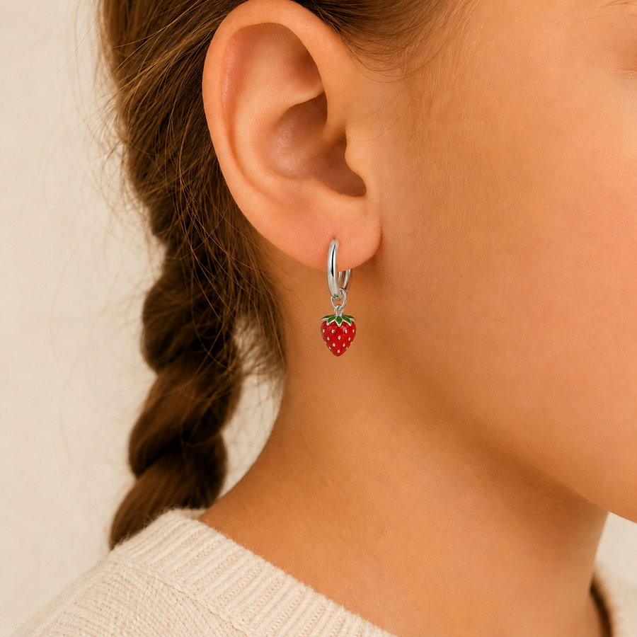 Strawberry Charm Hoops