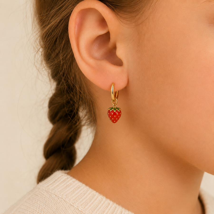 Strawberry Charm Hoops