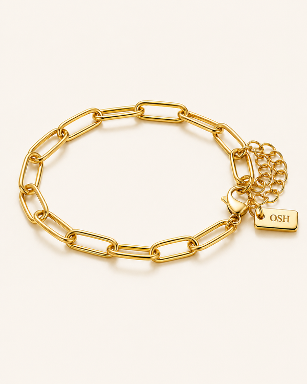 Soft Link Bracelet front product view on warm ivory.
