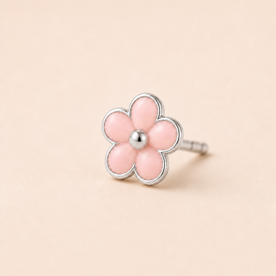 Pink Flower Mini Studs