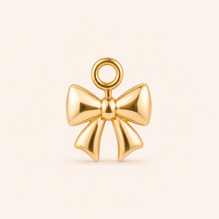 Classic Gold Bow Charm Hoops