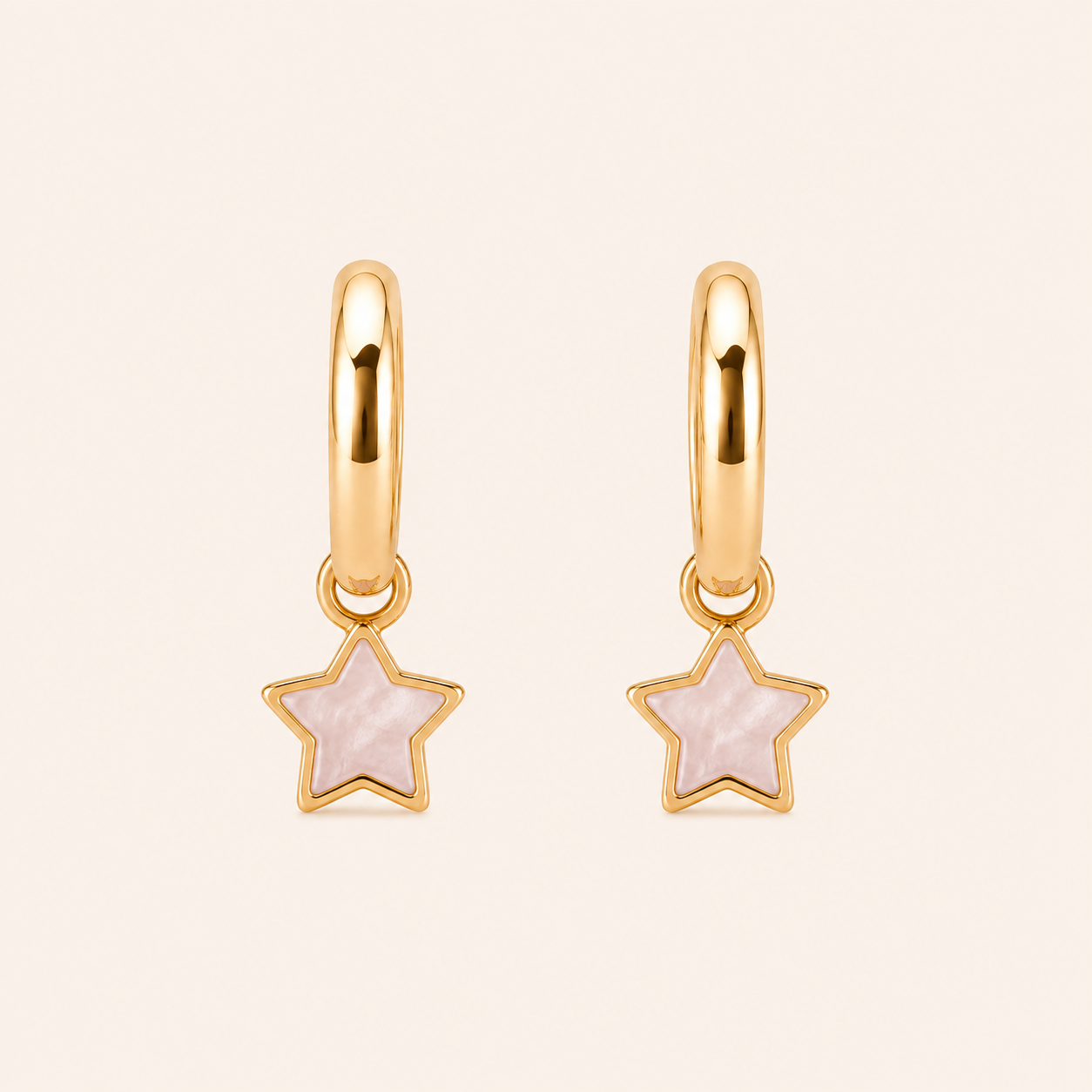 Pink Star Charm Hoops