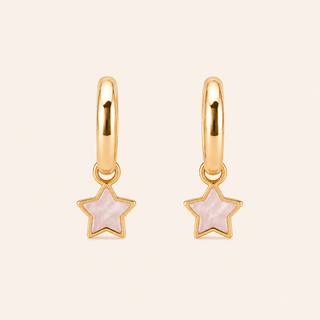 Pink Star Charm Hoops