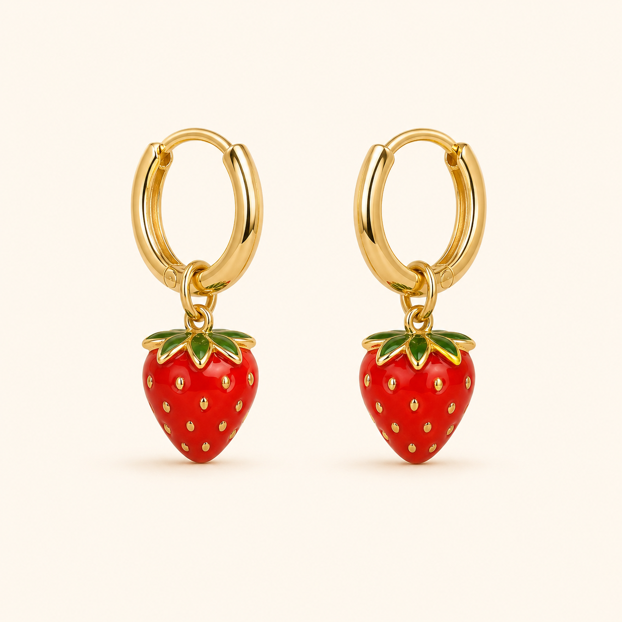 Strawberry Charm Hoops