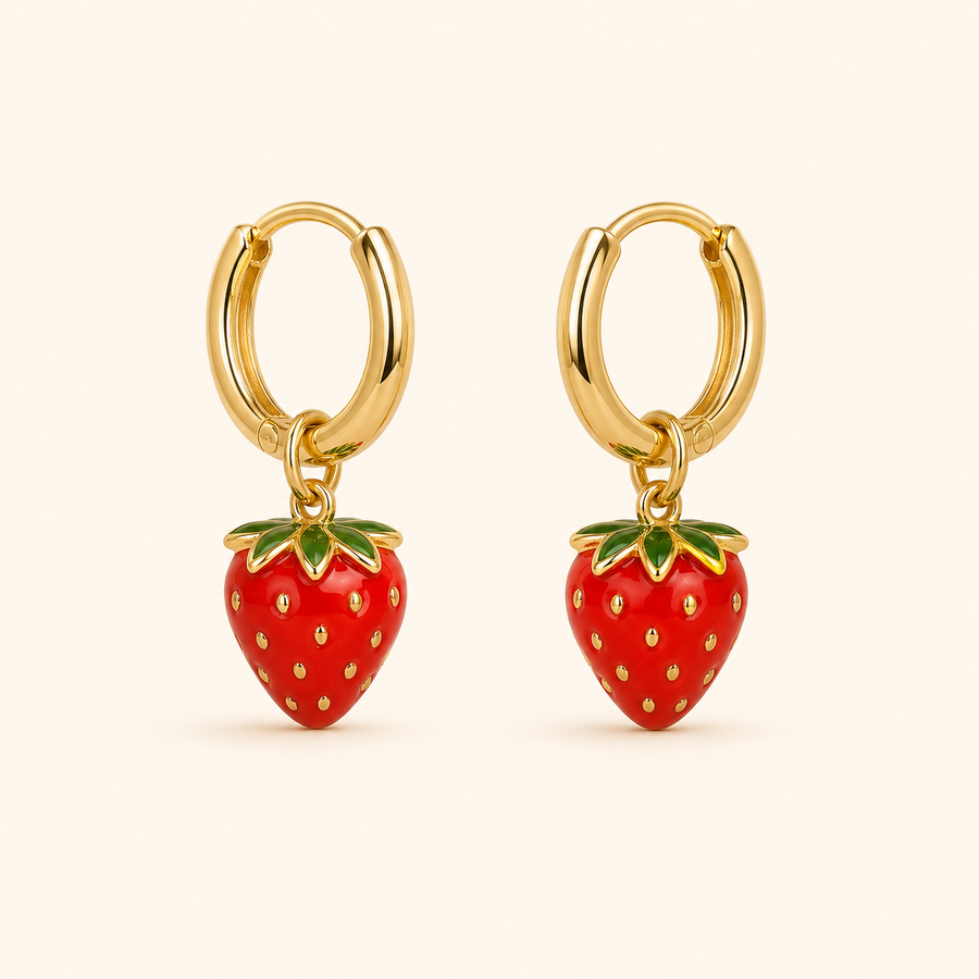 Strawberry Charm Hoops