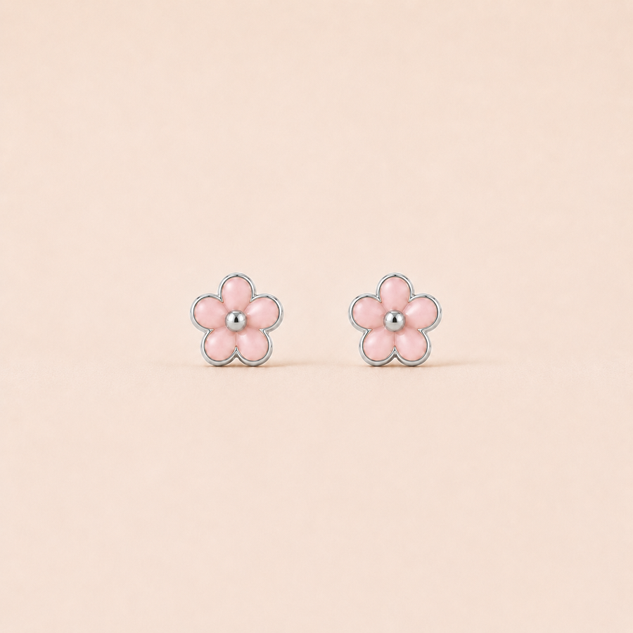 Pink Flower Mini Studs