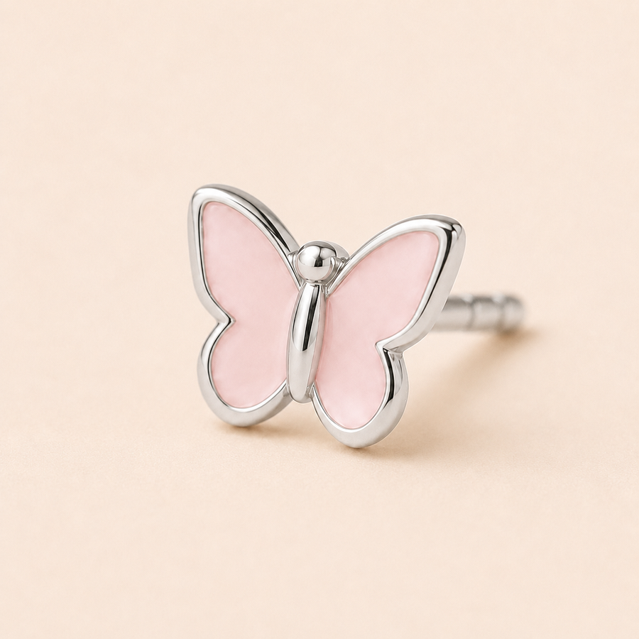 Pink Butterfly Mini Studs