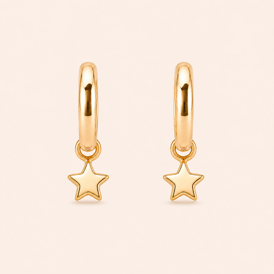 Mini Star Charm Hoops