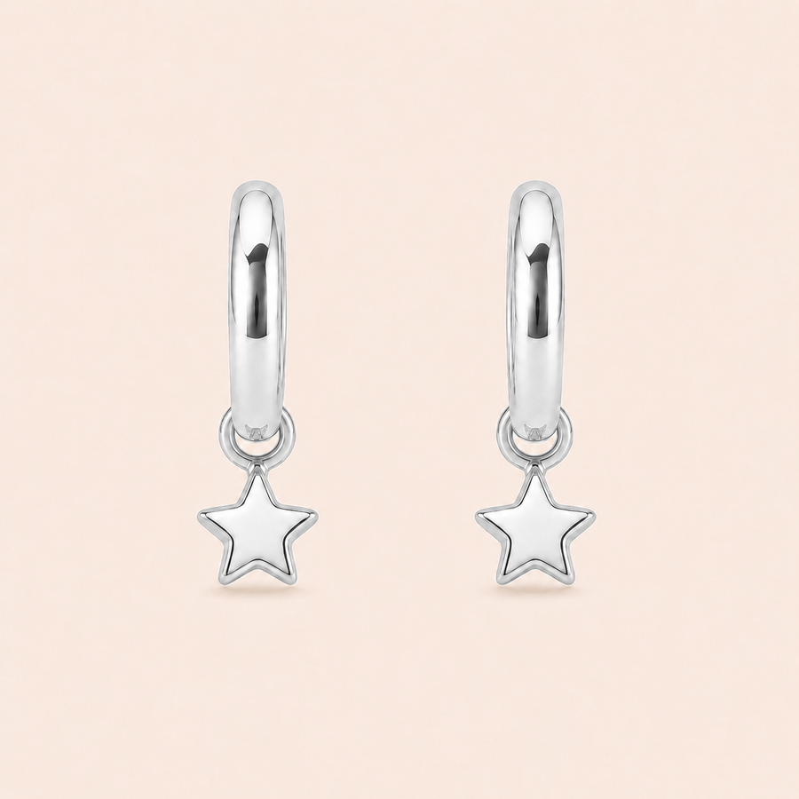 Mini Star Charm Hoops
