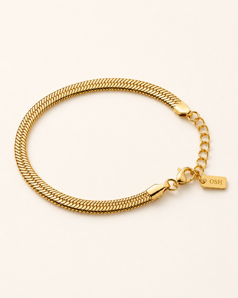 Wave Line Bracelet front product view on warm ivory.
