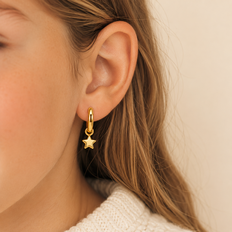 Mini Star Charm Hoops