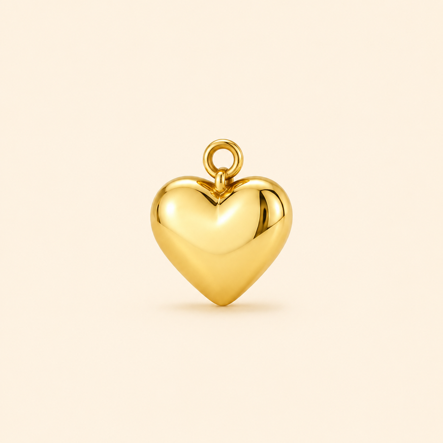 Mini Gold Heart Charm Hoops