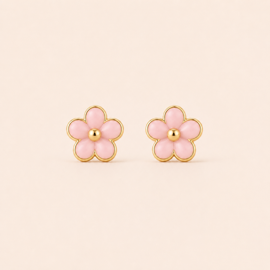 Pink Flower Mini Studs