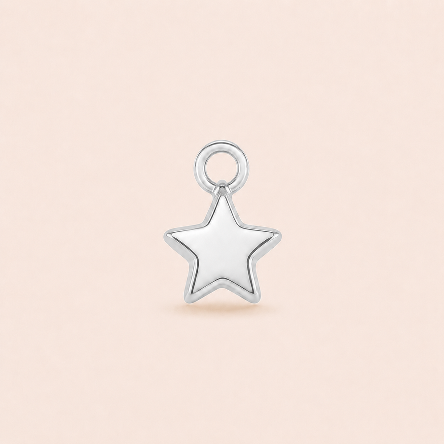 Mini Silver Star Hoop Charm