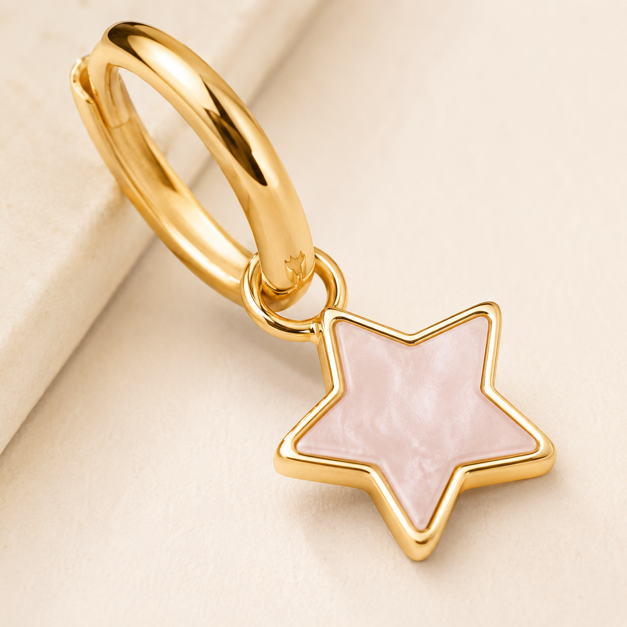 Pink Star Charm Hoops