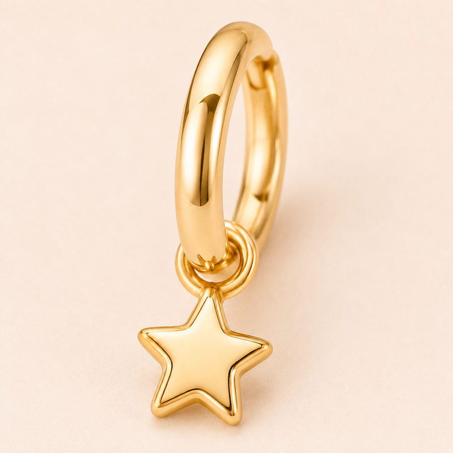 Mini Star Charm Hoops