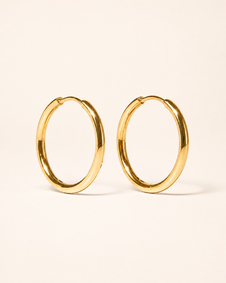 Classic Everyday Hoops front product view on warm ivory.