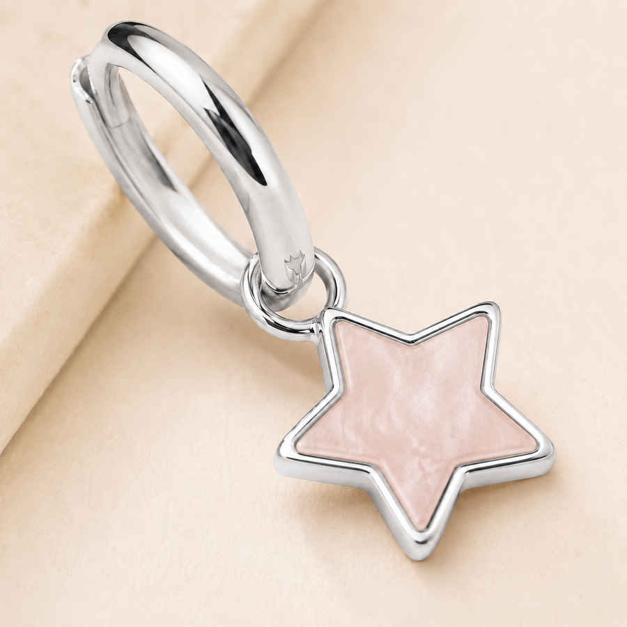 Pink Star Charm Hoops