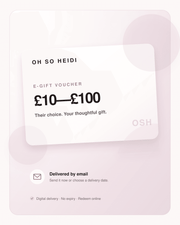 Oh So Heidi E-Gift Voucher in blush and ivory, available from £10 to £100.